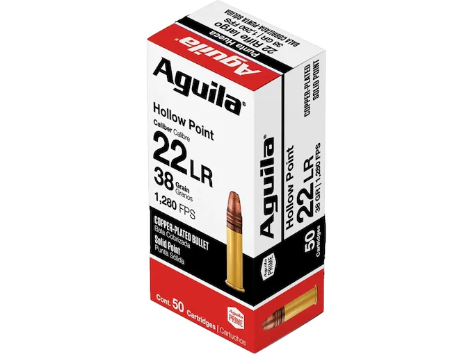 Order Aguila Super Extra High Velocity 22LR Ammo 38 Grain Plated Hollow Point Online