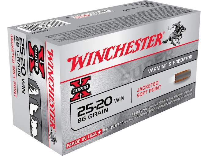 Authentic Winchester Super X 25-20 WCF Ammo 86 Grain Jacketed Soft Point Box of 50 for sale