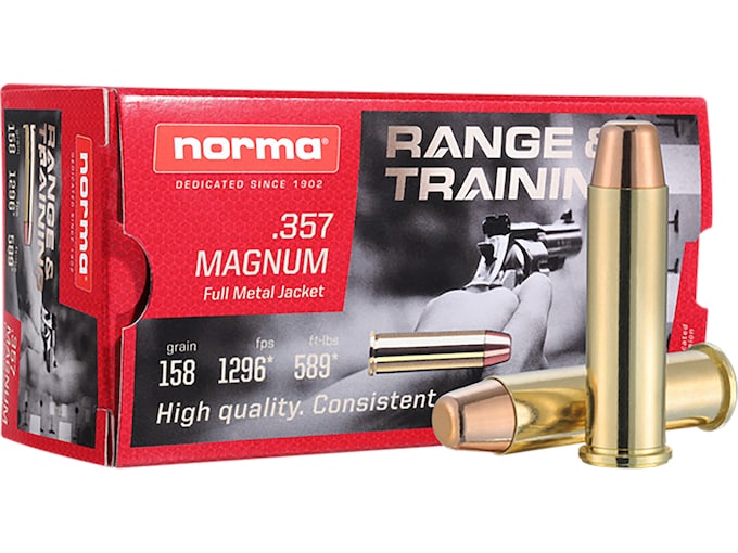 Order Norma Range & Training 357 Magnum Ammo 158 Grain Full Metal Jacket 500 rounds Online for sale