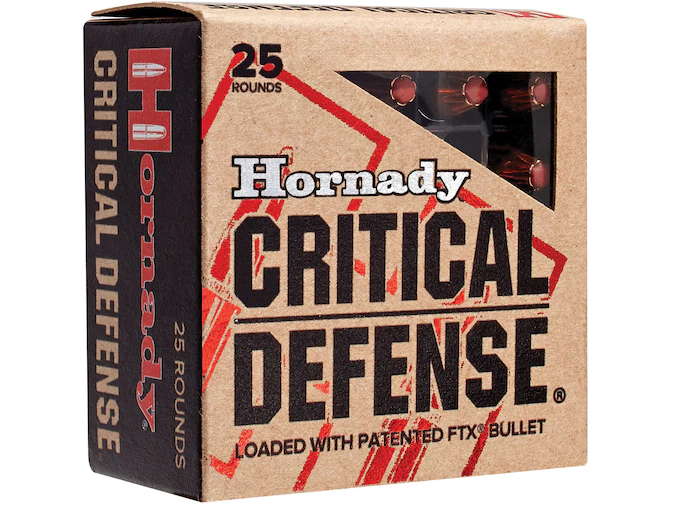 Authentic Hornady Critical Defense 9mm Luger Ammo 115 Grain Hornady FTX Polymer Tip Box of 200 rounds for sale