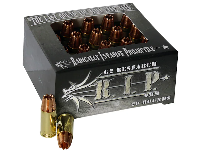 G2 Research R.I.P. 9mm Luger Ammo 92 Grain G2 R.I.P. Fragmenting Hollow Point Lead Free Box of 100 rounds - Fast Ship for sale
