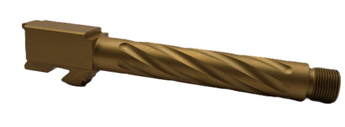 Fits Glock 19 9mm Match Thin Spiral Fluted Barrel in Gold - Polymer 80 Gun shop