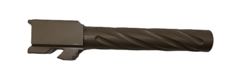 Fits Glock 17 9mm Match Thick Spiral Fluted Barrel Threaded in Dark Earth - Polymer 80 Gun shop