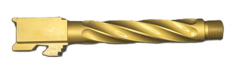 Fits Glock 19 9mm Match Chunky Spiral Fluted Barrel Threaded in Gold - Polymer 80 Gun shop