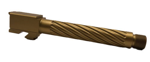 Fits Glock 17 9mm Match 5 Sided Flat Fluted Threaded Barrel in Gold - Polymer 80 Gun shop