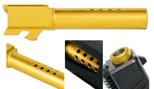 Fits Glock 19 9mm Ported Threaded Barrel in Gold - Polymer 80 Gun shop