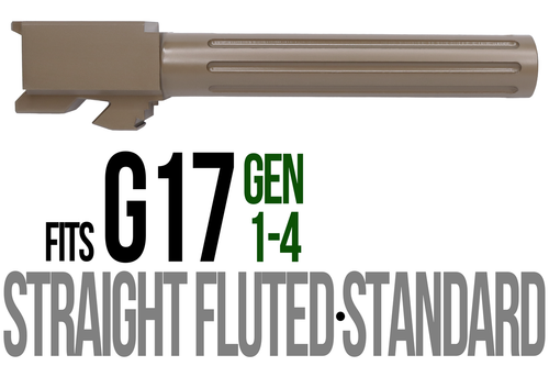 Fits Glock 17 9mm Match Straight Fluted Barrel Threaded in Dark Earth - Polymer 80 Gun shop