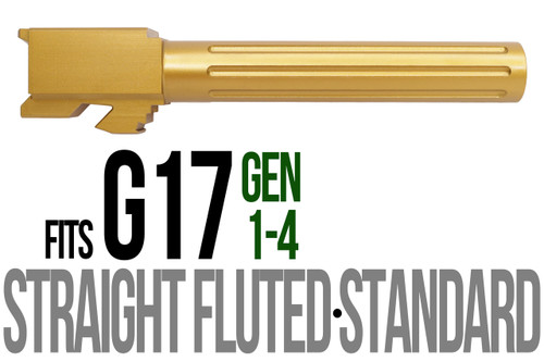 Fits Glock 17 9mm Match Straight Fluted Barrel Threaded in Gold - Polymer 80 Gun shop