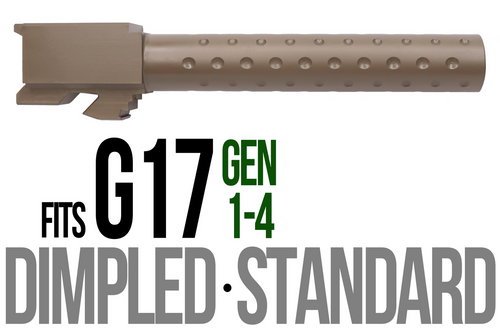 Fits Glock 17 9mm Match Golf Ball Dimpled Barrel Threaded in Dark Earth - Polymer 80 Gun shop