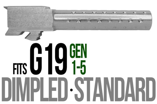 Fits Glock 19 9mm Match Golf Ball Dimpled Barrel Threaded Naked Stainless Steel - Polymer 80 Gun shop