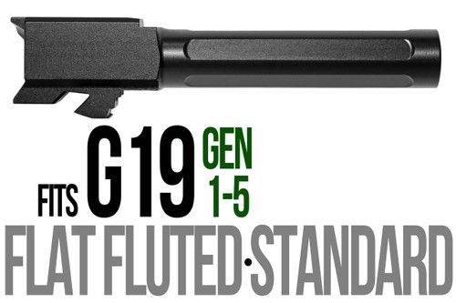 Fits Glock 19 9mm Match 5 Sided Flat Fluted Threaded Barrel - Polymer 80 Gun shop