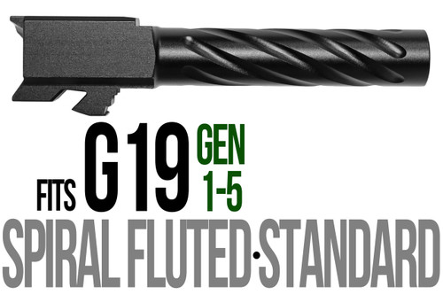 Fits Glock 19 9mm Match Thick Spiral Fluted Barrel in Gold - Polymer 80 Gun shop