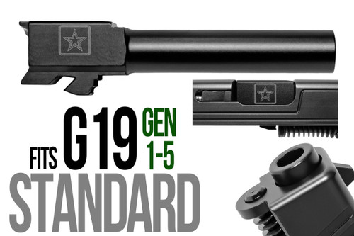 U.S Army Logo Star Combat Armory barrel Fits Glock 19 9mm Flush Fit Barrel - Polymer 80 Gun shop