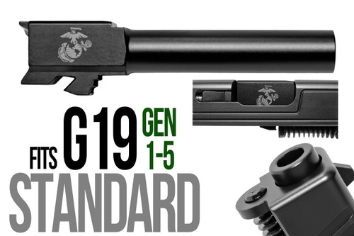 Marines Logo Combat Armory barrel Fits Glock 19 9mm Flush Fit Barrel - Polymer 80 Gun shop