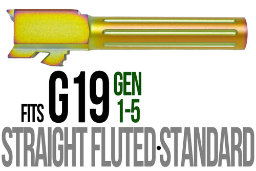 Fits Glock 19 9mm Match Straight Fluted Barrel in Gold - Polymer 80 Gun shop