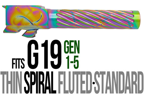 Fits Glock 19 9mm Match Thin Spiral Fluted Threaded Barrel in Python - Polymer 80 Gun shop