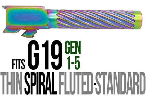 Fits Glock 19 9mm Match Thin Spiral Fluted Barrel Threaded in Radio Active - Polymer 80 Gun shop