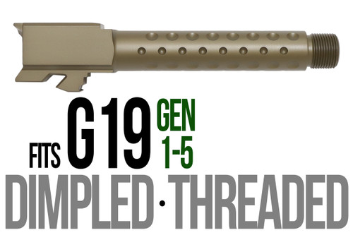 Fits Glock 19 9mm Match 5 Sided Flat Fluted Barrel Threaded in Dark Earth - Polymer 80 Gun shop