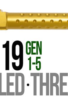 Fits Glock 19 9mm Match 5 Sided Flat Fluted Barrel Threaded in Gold - Polymer 80 Gun shop