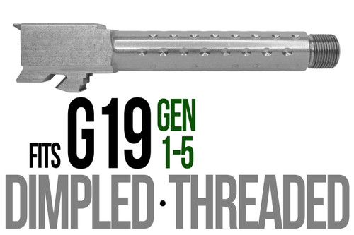 Fits Glock 17 9mm Match Golf Ball Dimpled Barrel Threaded in Flat Gray - Polymer 80 Gun shop