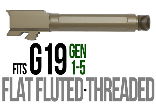 Fits Glock 19 9mm Match Straight Fluted Barrel Threaded in Dark Earth - Polymer 80 Gun shop