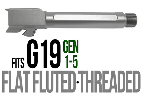 Fits Glock 19 9mm Match Thick Spiral Fluted Barrel Threaded in Flat Gray - Polymer 80 Gun shop
