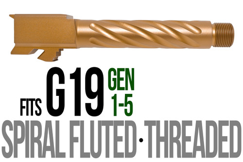 Fits Glock 19 9mm Match Straight Fluted Barrel Threaded in Copper - Polymer 80 Gun shop