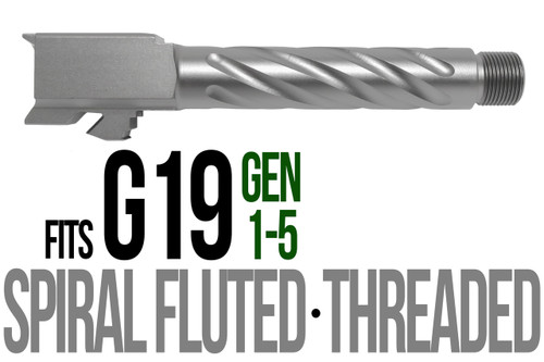 Fits Glock 19 9mm Match Golf Ball Dimpled Barrel Threaded in Flat Gray - Polymer 80 Gun shop