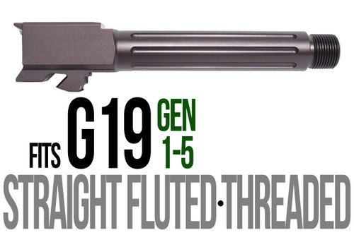 Fits Glock 19 9mm Match 5 Sided Flat Fluted Barrel Threaded in Plum - Polymer 80 Gun shop