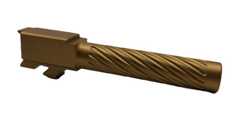 Fits Glock 19 9mm Match Thin Spiral Fluted Threaded Barrel in Gold - Polymer 80 Gun shop