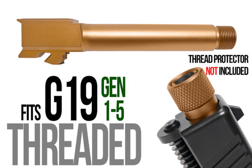 Fits Glock 19 9mm Match Grade Barrel threaded in Flat Gray - Polymer 80 Gun shop