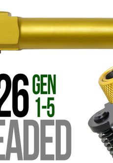 Fits Glock 19 9mm Match Golf Ball Dimpled Barrel Threaded in Gold - Polymer 80 Gun shop