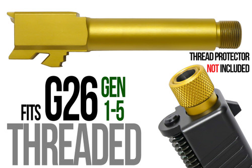 Fits Glock 19 9mm Match Golf Ball Dimpled Barrel Threaded in Gold - Polymer 80 Gun shop